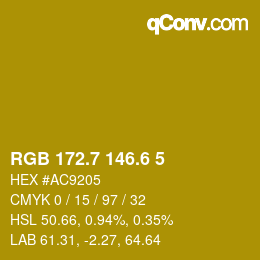 カラーコード: RGB 172.7 146.6 5 | qconv.com