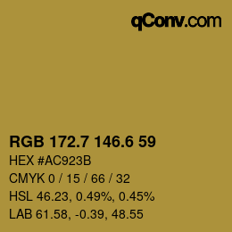 カラーコード: RGB 172.7 146.6 59 | qconv.com