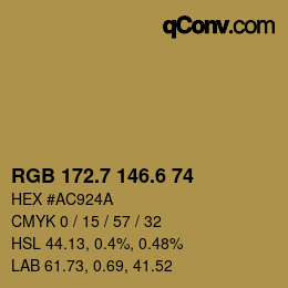 カラーコード: RGB 172.7 146.6 74 | qconv.com