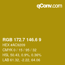 カラーコード: RGB 172.7 146.6 9 | qconv.com