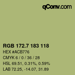 カラーコード: RGB 172.7 183 118 | qconv.com