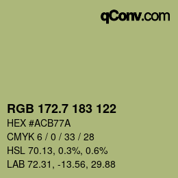 カラーコード: RGB 172.7 183 122 | qconv.com