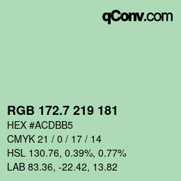 カラーコード: RGB 172.7 219 181 | qconv.com