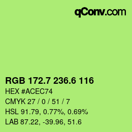 カラーコード: RGB 172.7 236.6 116 | qconv.com