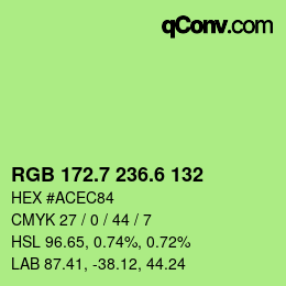 カラーコード: RGB 172.7 236.6 132 | qconv.com