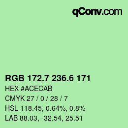 カラーコード: RGB 172.7 236.6 171 | qconv.com