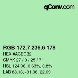 カラーコード: RGB 172.7 236.6 178 | qconv.com