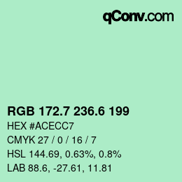 カラーコード: RGB 172.7 236.6 199 | qconv.com