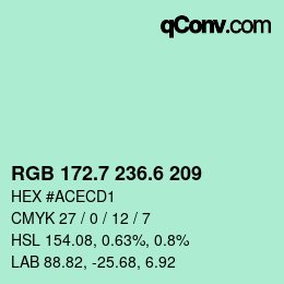 カラーコード: RGB 172.7 236.6 209 | qconv.com