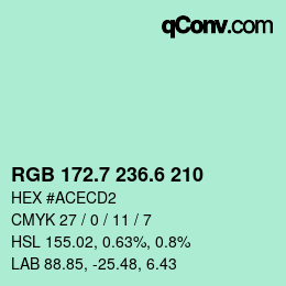 カラーコード: RGB 172.7 236.6 210 | qconv.com
