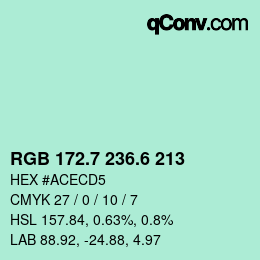 カラーコード: RGB 172.7 236.6 213 | qconv.com