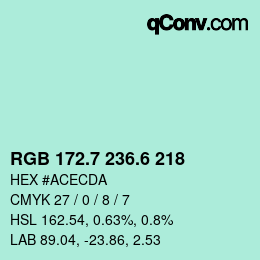 カラーコード: RGB 172.7 236.6 218 | qconv.com