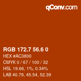 カラーコード: RGB 172.7 56.6 0 | qconv.com