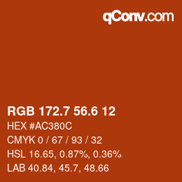 カラーコード: RGB 172.7 56.6 12 | qconv.com