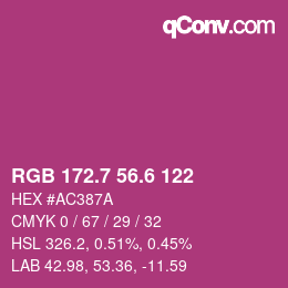 カラーコード: RGB 172.7 56.6 122 | qconv.com