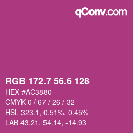 カラーコード: RGB 172.7 56.6 128 | qconv.com