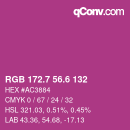 カラーコード: RGB 172.7 56.6 132 | qconv.com