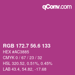 カラーコード: RGB 172.7 56.6 133 | qconv.com