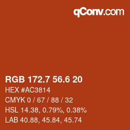 カラーコード: RGB 172.7 56.6 20 | qconv.com