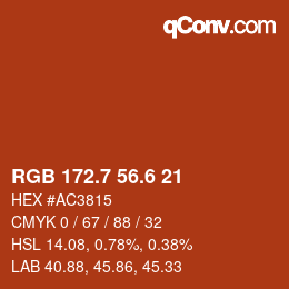 カラーコード: RGB 172.7 56.6 21 | qconv.com