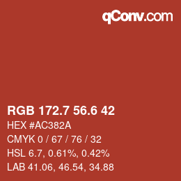 カラーコード: RGB 172.7 56.6 42 | qconv.com