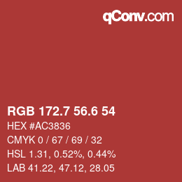 カラーコード: RGB 172.7 56.6 54 | qconv.com
