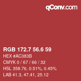 カラーコード: RGB 172.7 56.6 59 | qconv.com