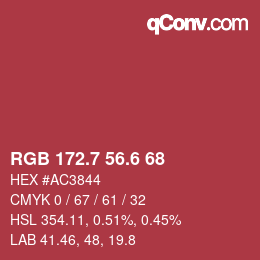 カラーコード: RGB 172.7 56.6 68 | qconv.com