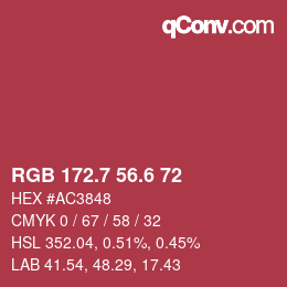 カラーコード: RGB 172.7 56.6 72 | qconv.com