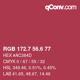 カラーコード: RGB 172.7 56.6 77 | qconv.com