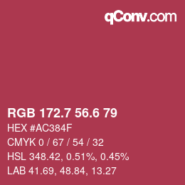 カラーコード: RGB 172.7 56.6 79 | qconv.com