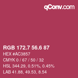 カラーコード: RGB 172.7 56.6 87 | qconv.com