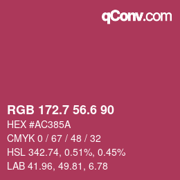 カラーコード: RGB 172.7 56.6 90 | qconv.com