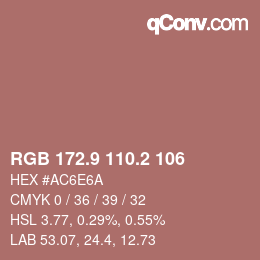 カラーコード: RGB 172.9 110.2 106 | qconv.com