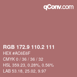 Color code: RGB 172.9 110.2 111 | qconv.com