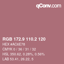 Color code: RGB 172.9 110.2 120 | qconv.com