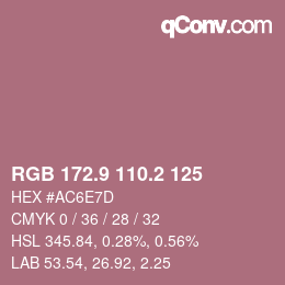 カラーコード: RGB 172.9 110.2 125 | qconv.com