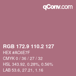 カラーコード: RGB 172.9 110.2 127 | qconv.com