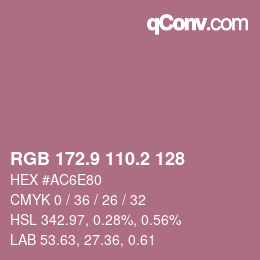 カラーコード: RGB 172.9 110.2 128 | qconv.com