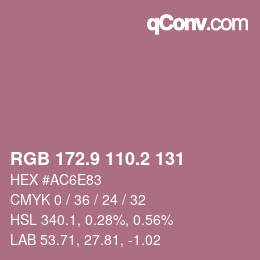 カラーコード: RGB 172.9 110.2 131 | qconv.com