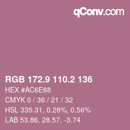 カラーコード: RGB 172.9 110.2 136 | qconv.com