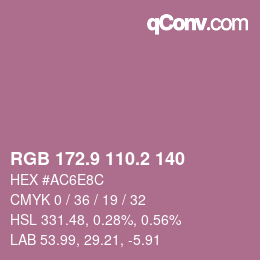 Color code: RGB 172.9 110.2 140 | qconv.com