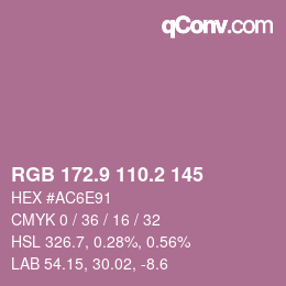 カラーコード: RGB 172.9 110.2 145 | qconv.com