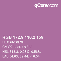 Color code: RGB 172.9 110.2 159 | qconv.com