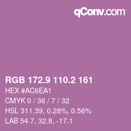 カラーコード: RGB 172.9 110.2 161 | qconv.com
