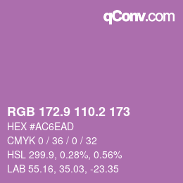 カラーコード: RGB 172.9 110.2 173 | qconv.com