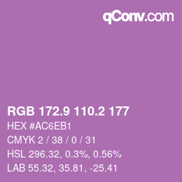 カラーコード: RGB 172.9 110.2 177 | qconv.com