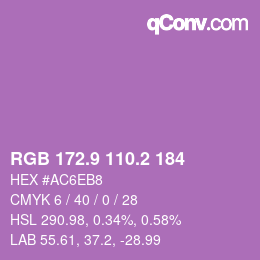 カラーコード: RGB 172.9 110.2 184 | qconv.com