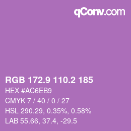 カラーコード: RGB 172.9 110.2 185 | qconv.com