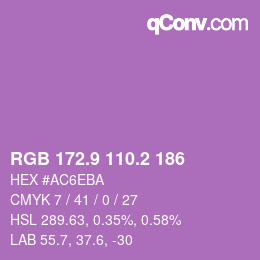 カラーコード: RGB 172.9 110.2 186 | qconv.com